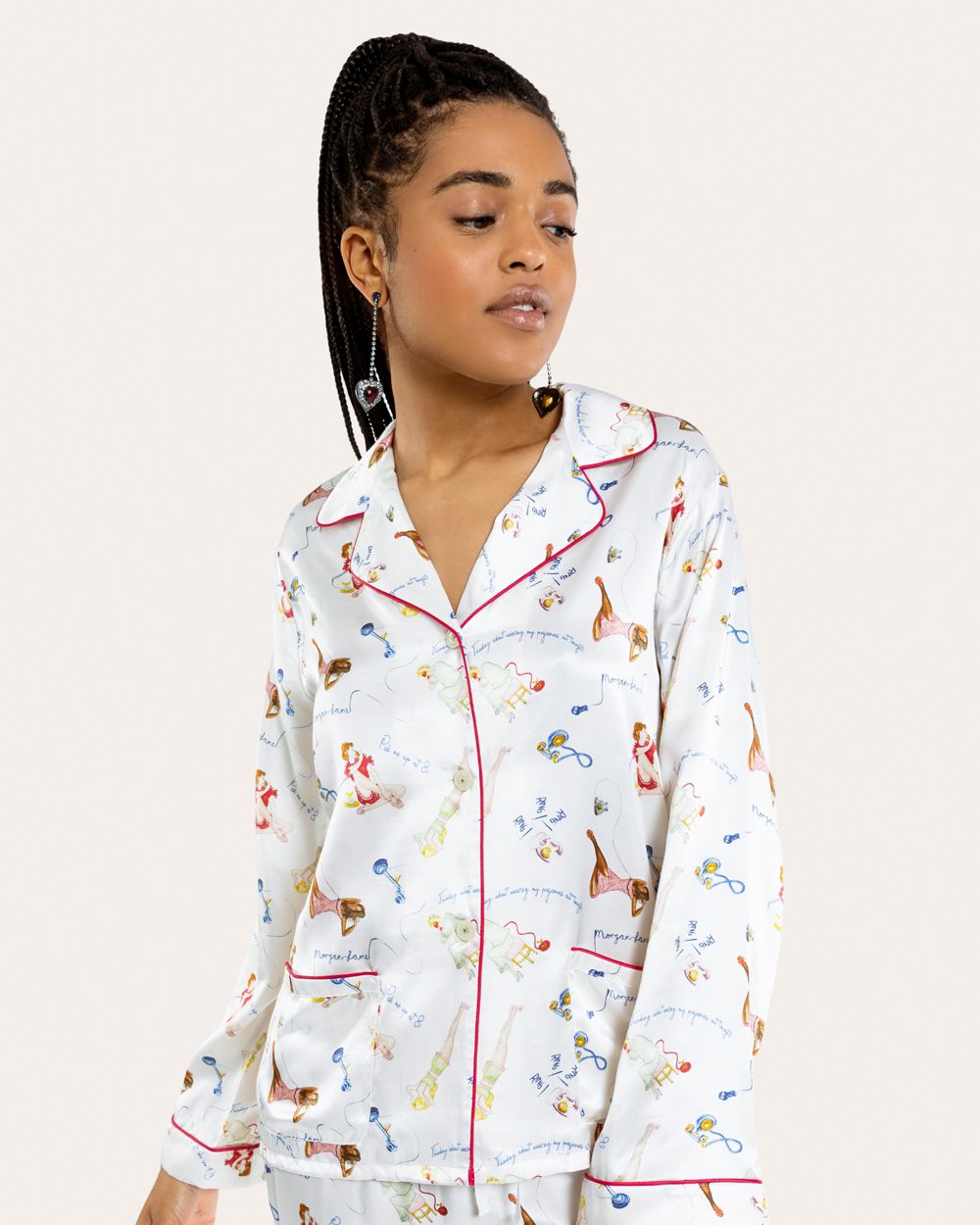 Morgan Lane Girl Talk Jane Pajama Top in white