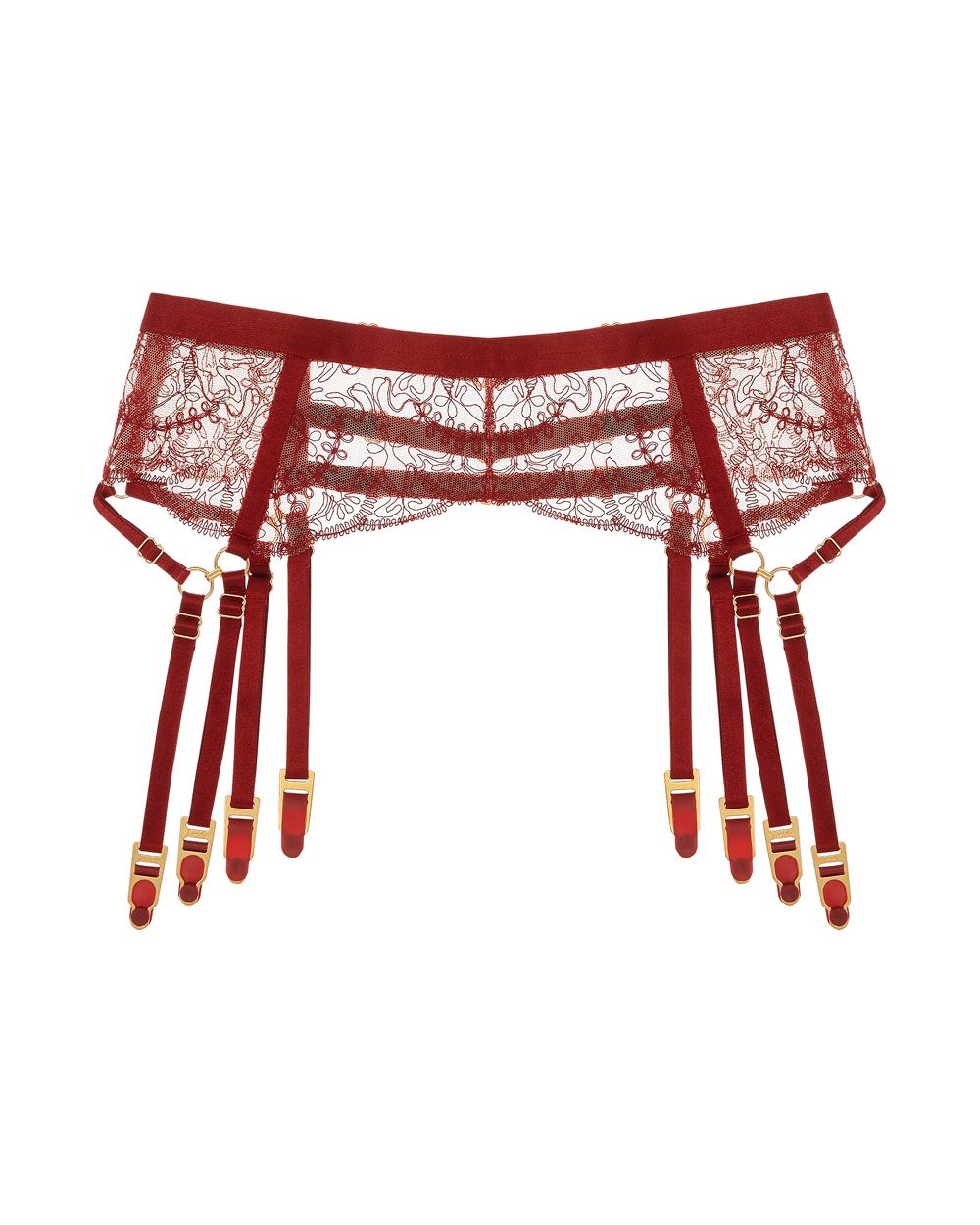 Bordelle Cymatic Suspender Belt in red