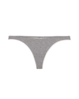 Eberjey Pima Goddess Picot-Edge Thong in gray