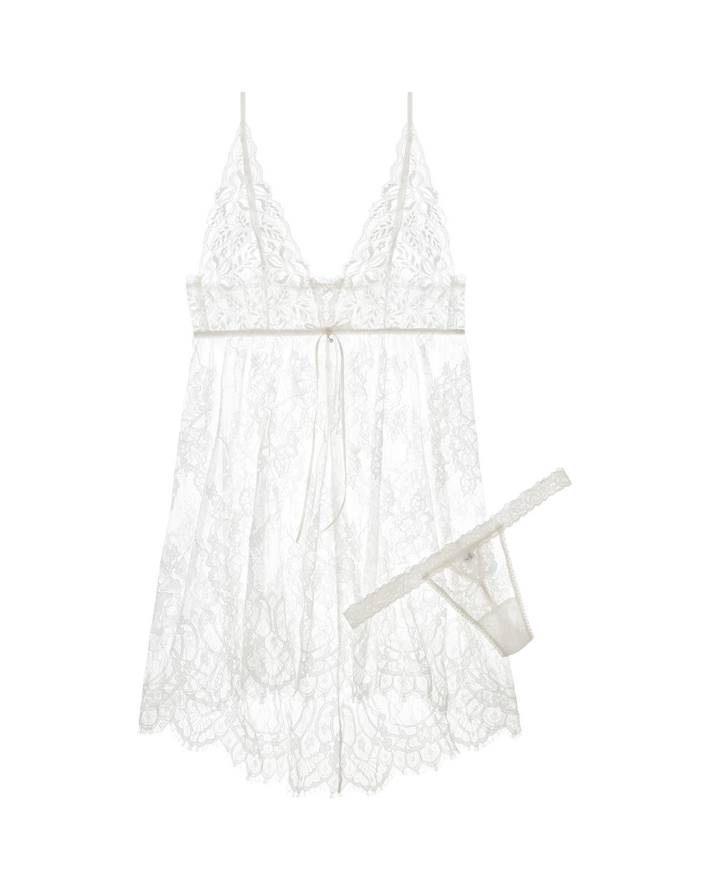 Hanky Panky Victoria Chemise with G-String in white