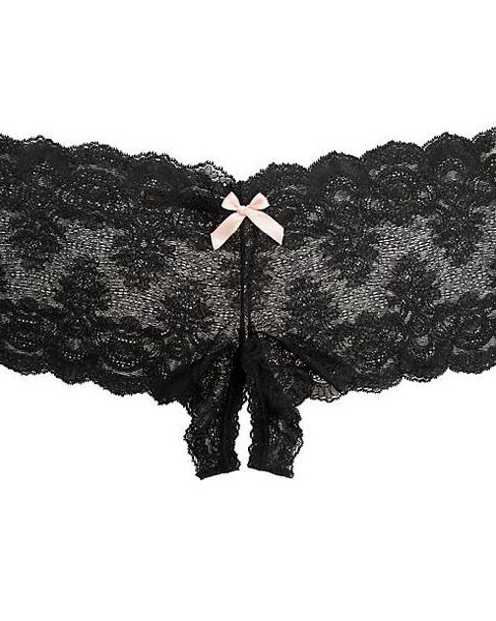 Hanky Panky Steamy Peek-A-Boo Open Brief in black
