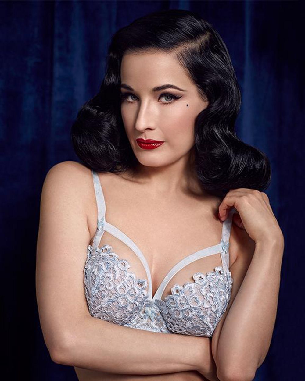 Dita Von Teese Black Dahlia Balconette Bra in blue