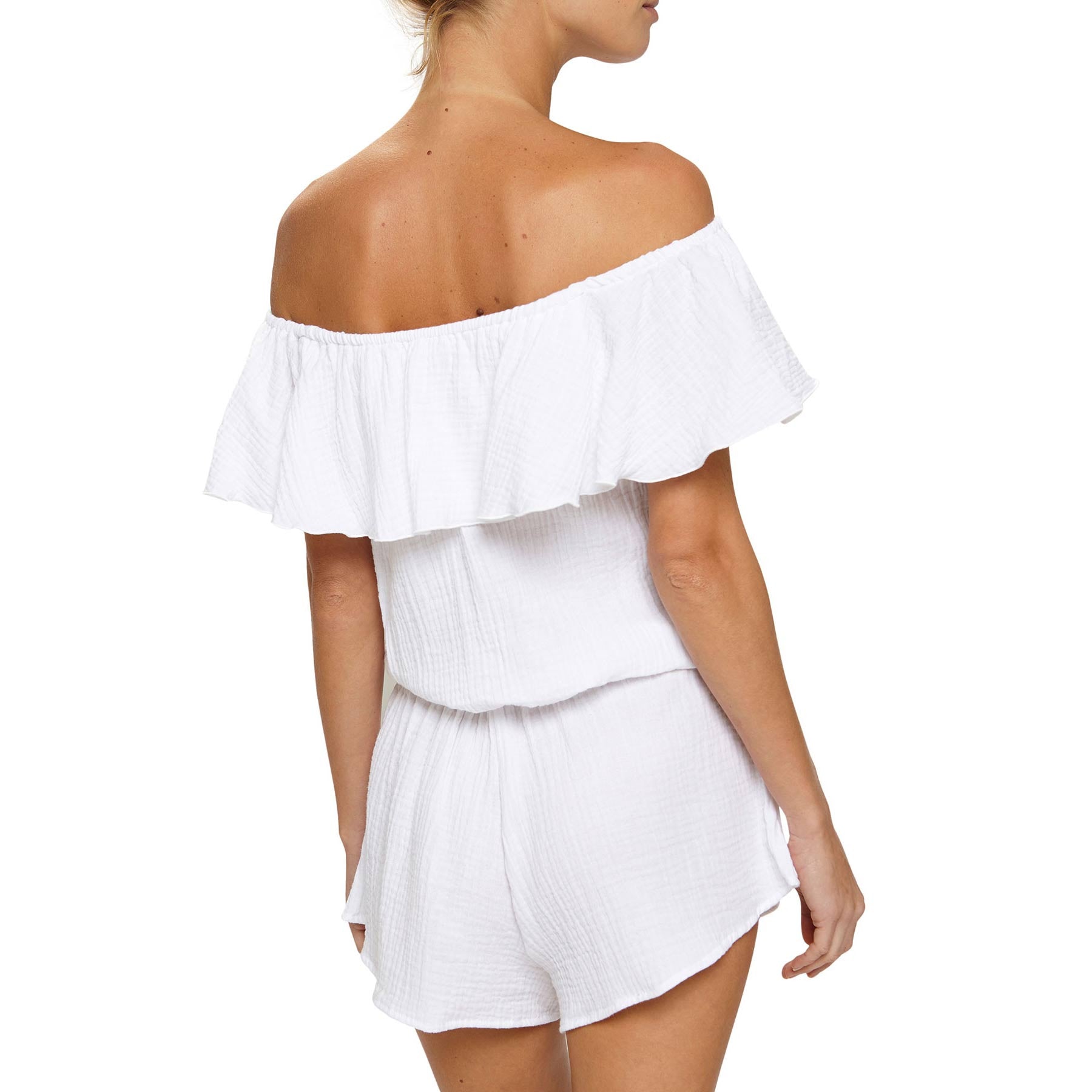 Eberjey Lucia Off Shoulder Teddy in white