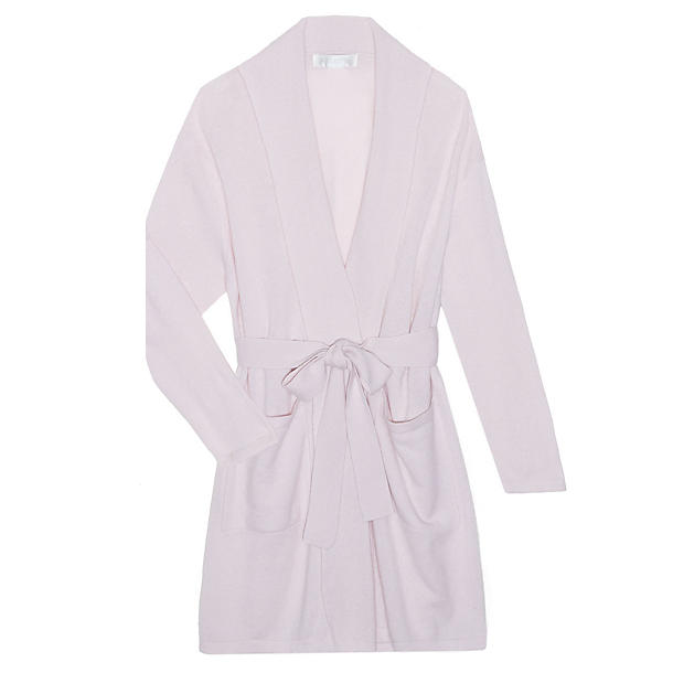 Arlotta Short Wrap Robe with Shawl Collar in pink