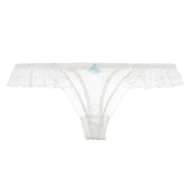 Eberjey Pattern Play Ruffle Thong in white