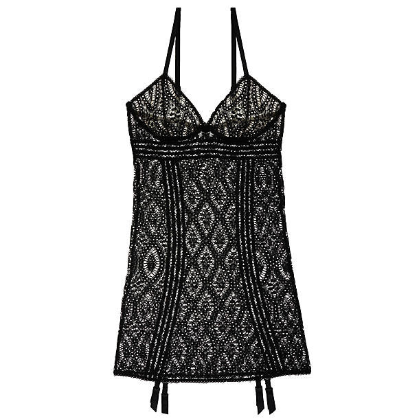 Else Baroque Fitted Slip with Garters in black