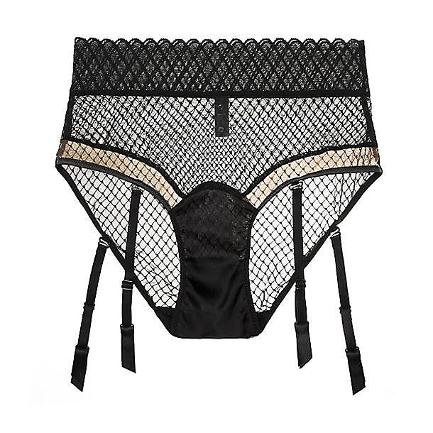 Else Lattice High Waist Brief with Suspenders in black
