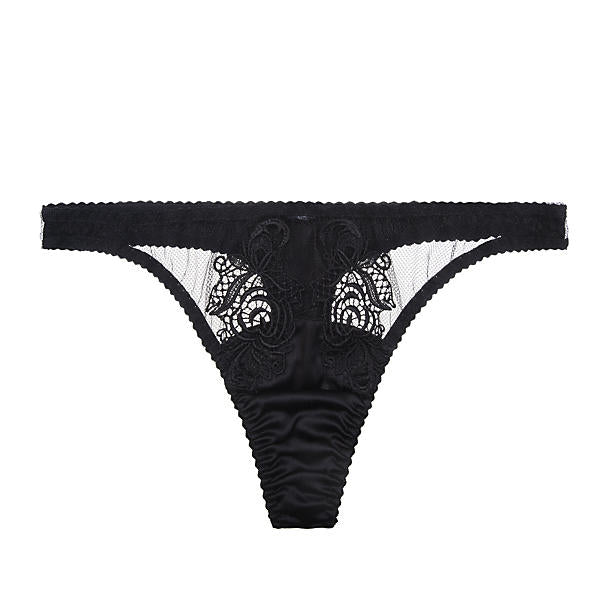 Fleur of England After Dark Silk Thong in black