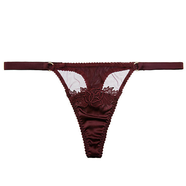 Fleur of England Burgundy Silk Thong in red