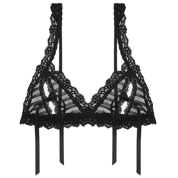 Hanky Panky Shadow Stripe Open Bralette in black