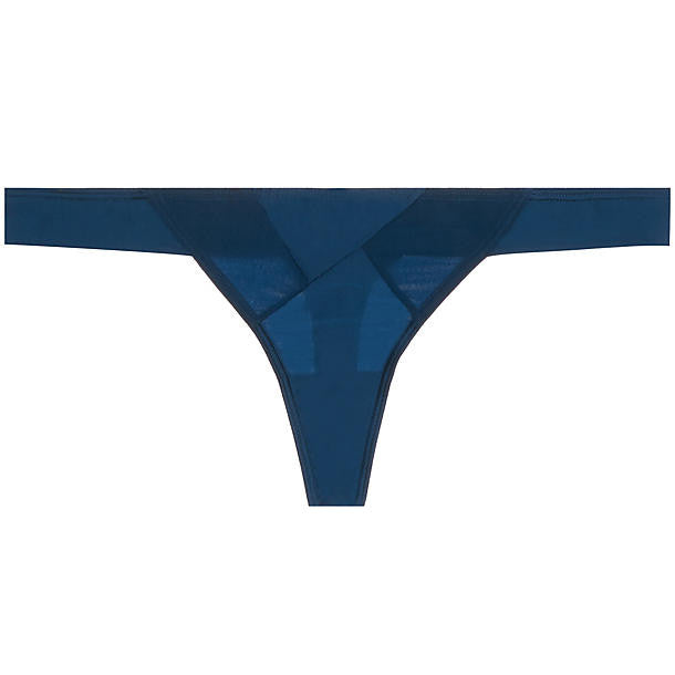 Myla Patchwork Silk Thong in blue