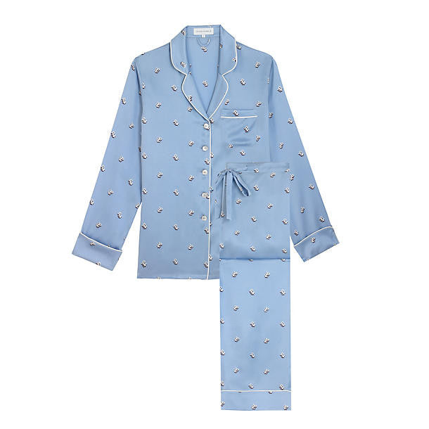 Olivia von Halle Lila Courtney Pajama Set in blue