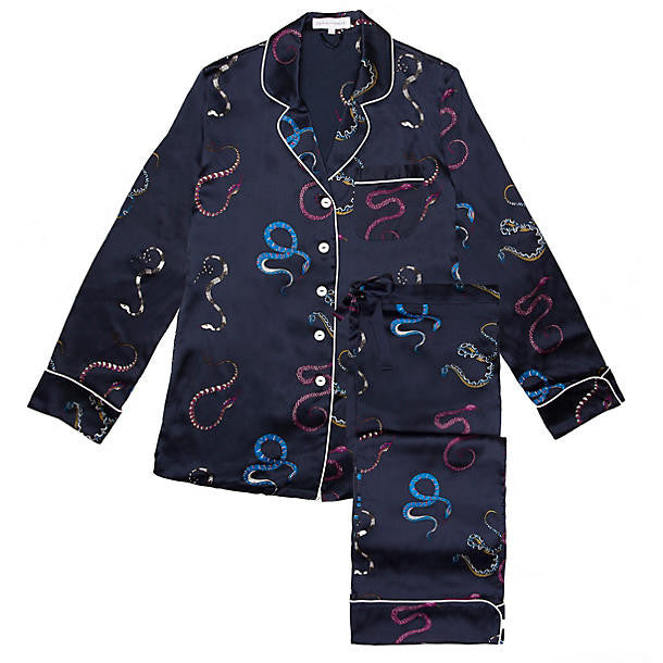 Olivia von Halle Lila Nasra Pajama Set in blue