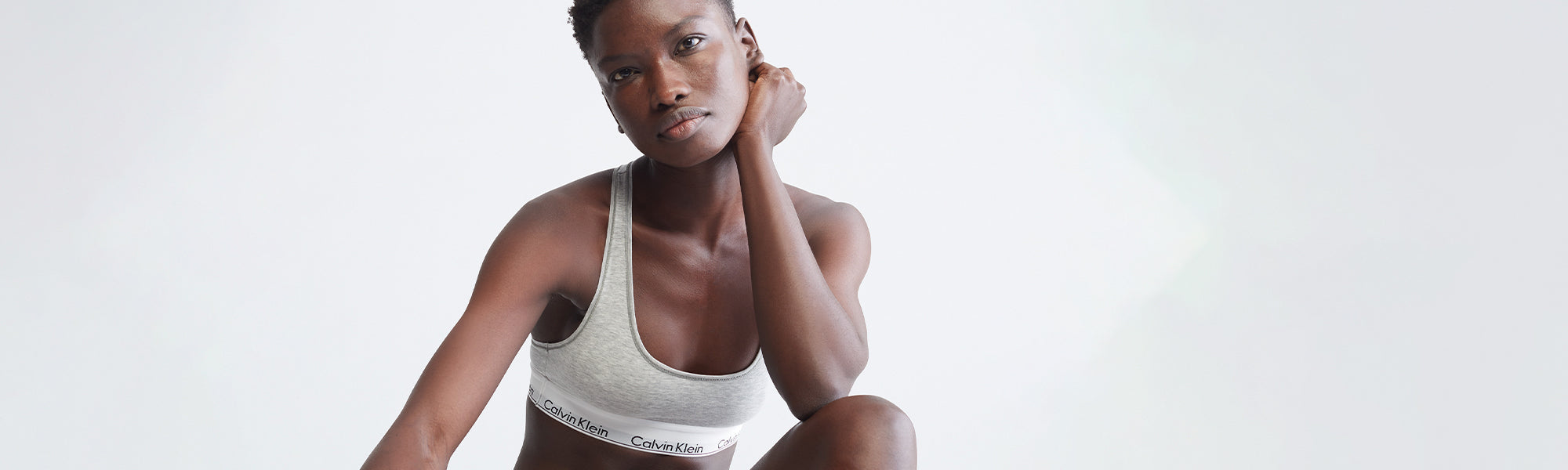 Female model wearing the Calvin Klein Modern Cotton Bralette