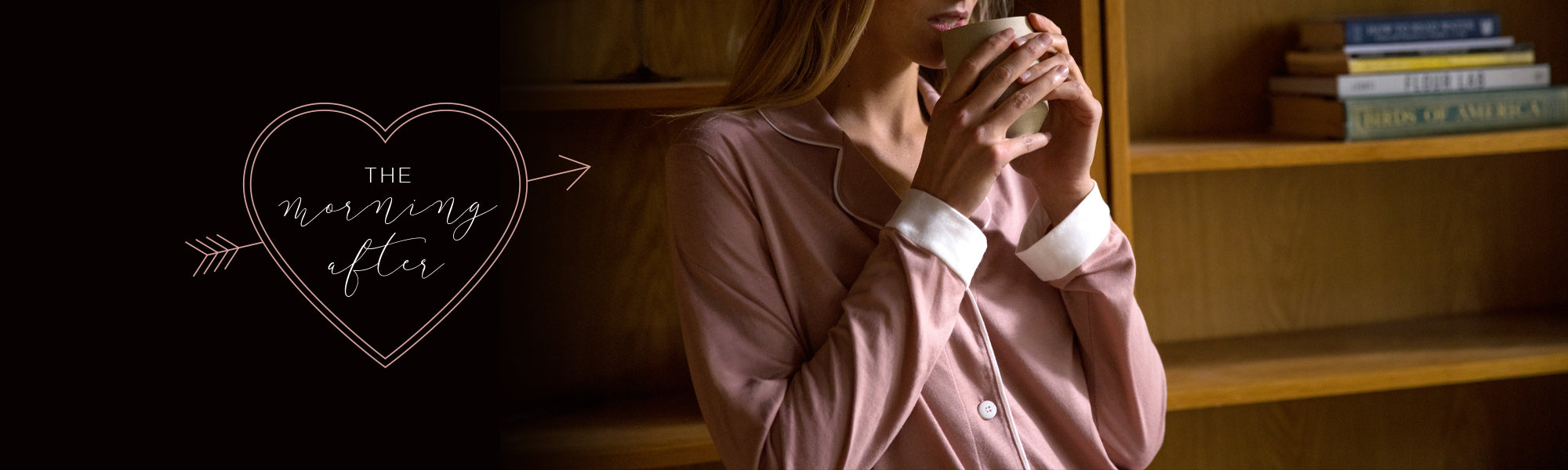 Woman wearing the Bella Bridal PJ Set, the perfect loungewear for the morning after