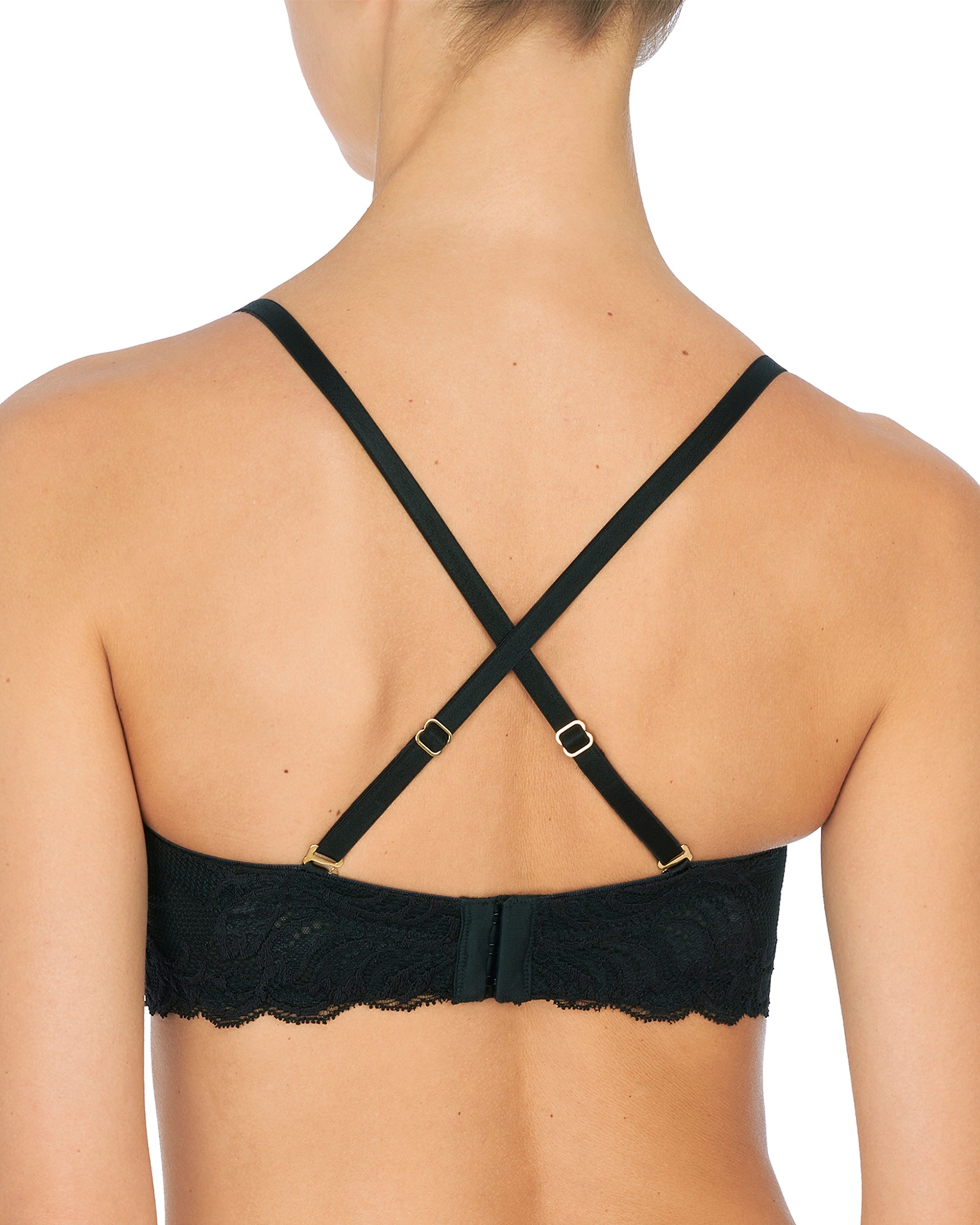 Natori Feathers Strapless Plunge Bra in black