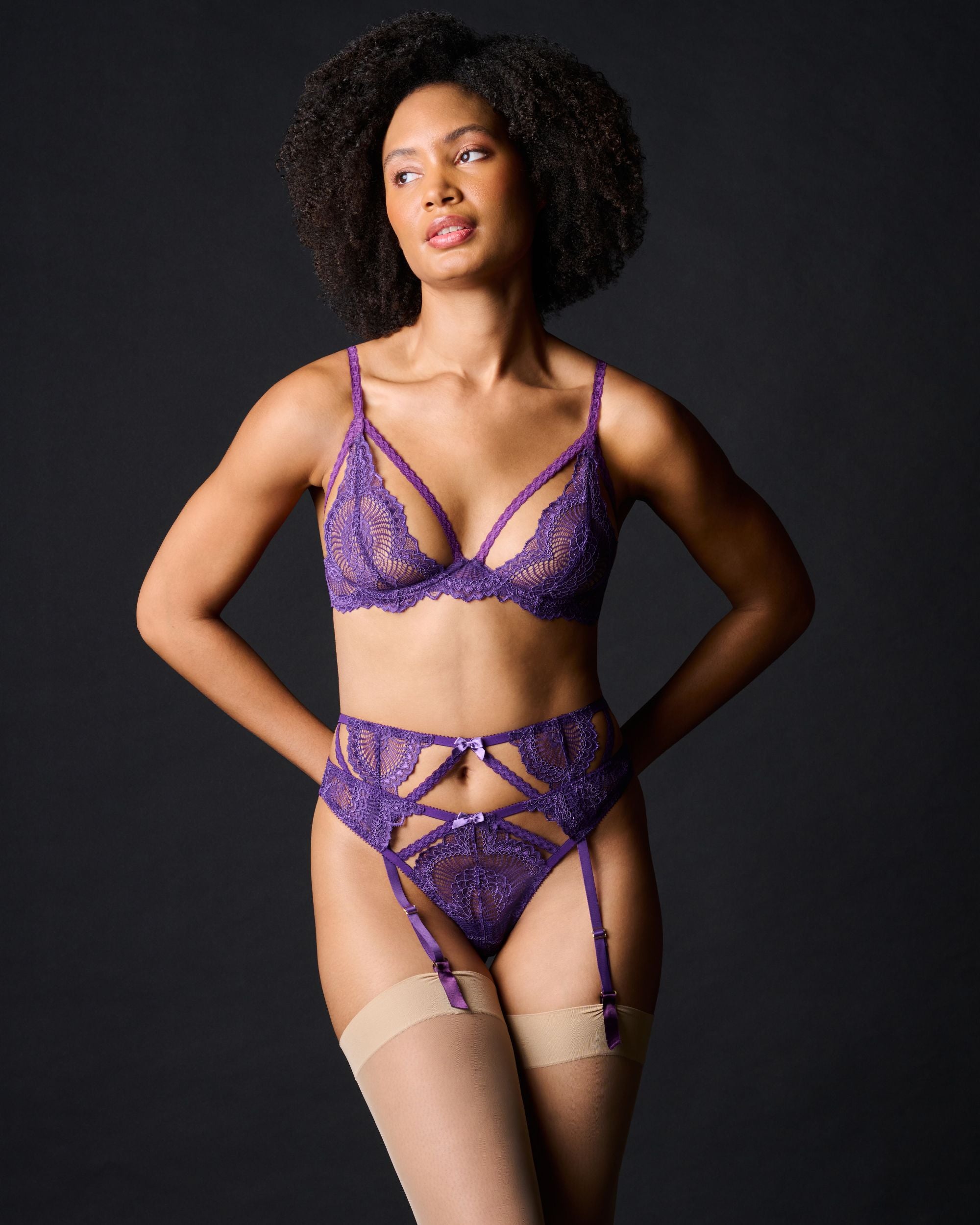 Journelle Natalia Suspender Belt in purple