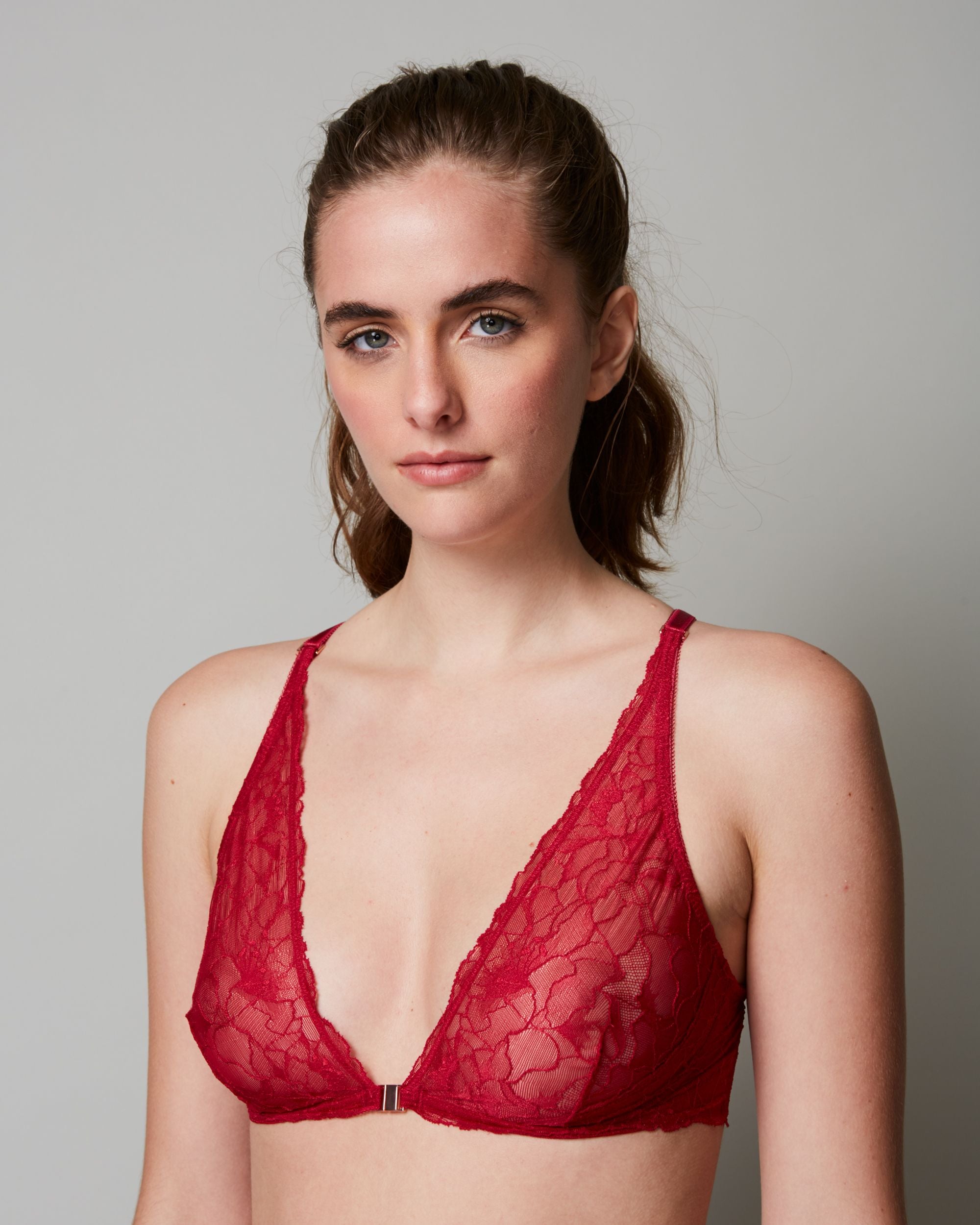 Samantha Chang All Lace Glamour Halter Bra in red