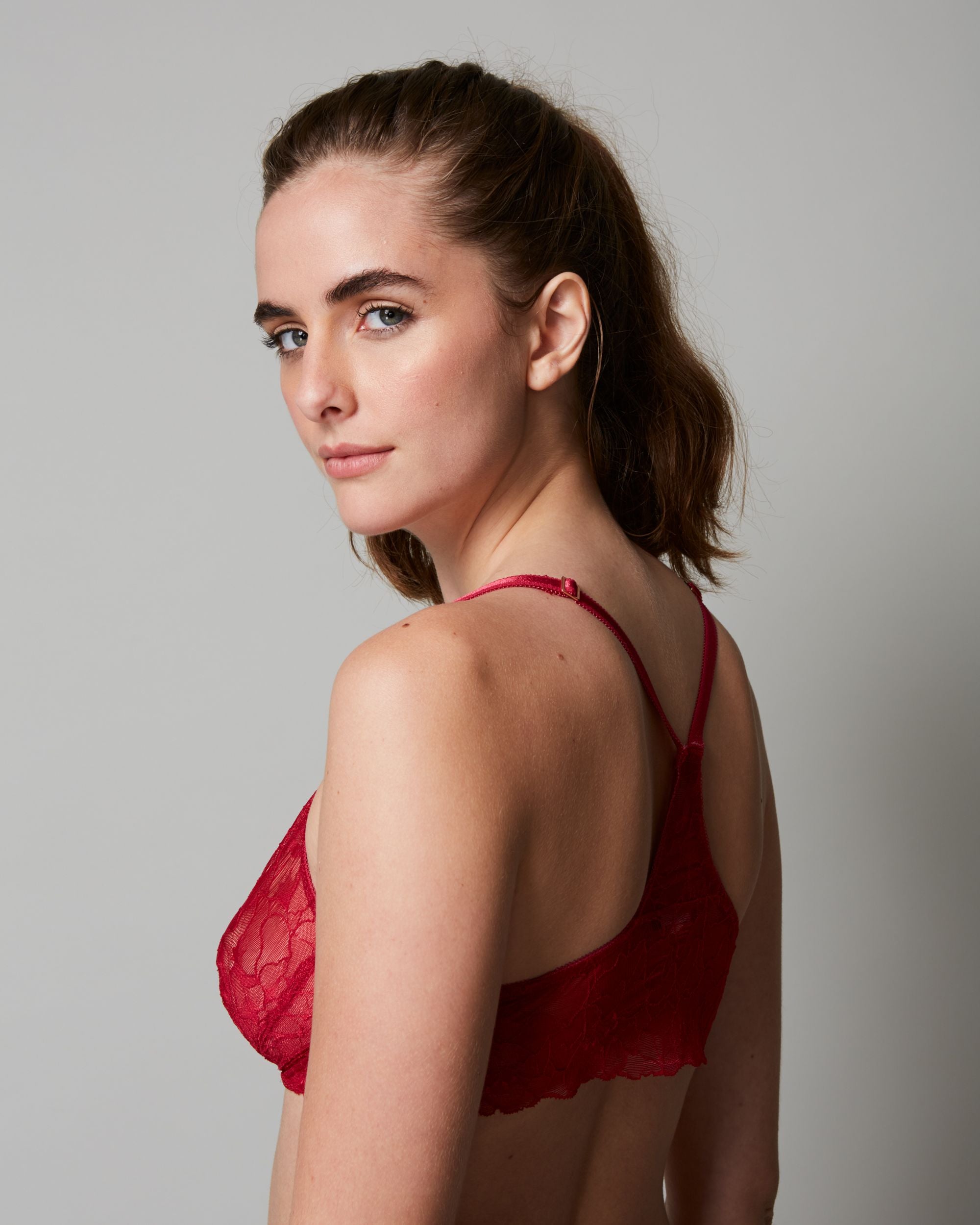 Samantha Chang All Lace Glamour Halter Bra in red