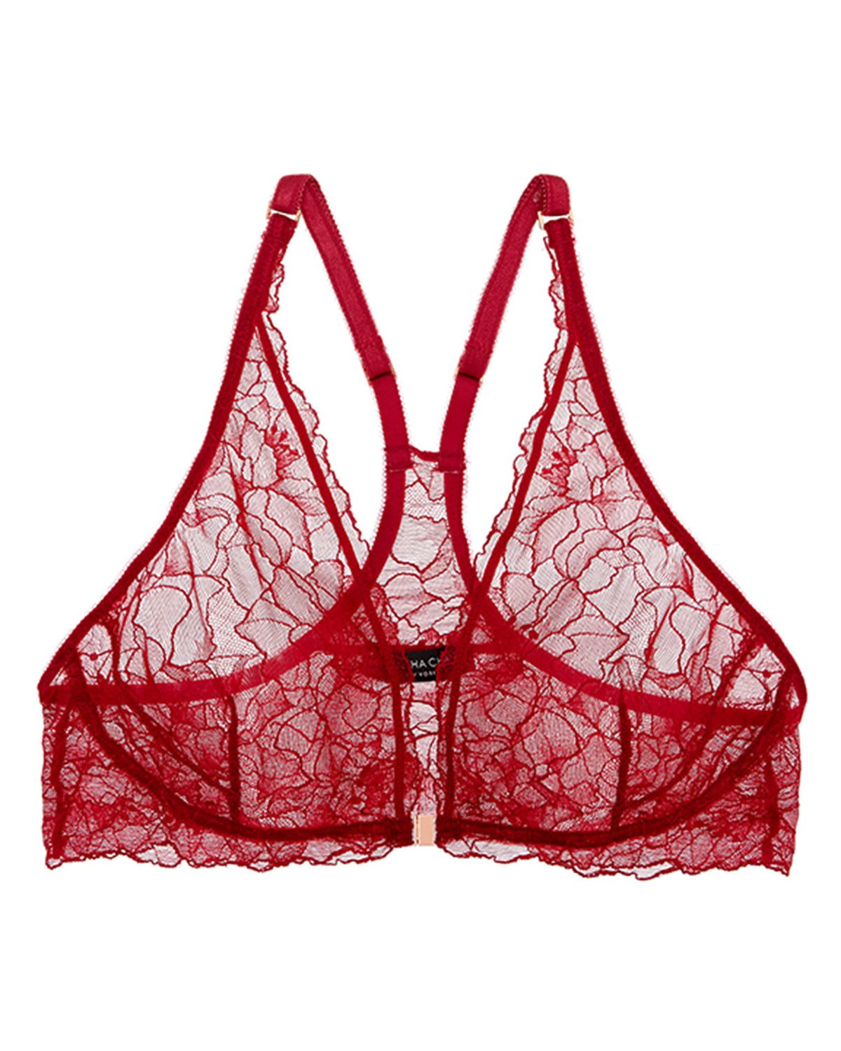 All Lace Glamour Halter Bra In Red On Sale