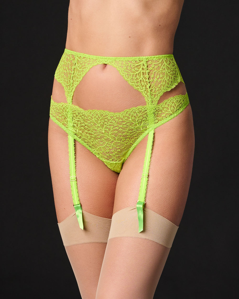 Journelle Allegra Suspender Belt in green
