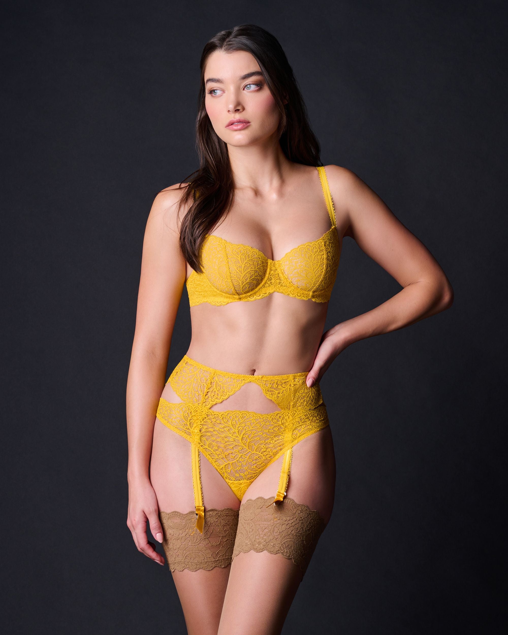 Journelle Allegra Suspender Belt in yellow