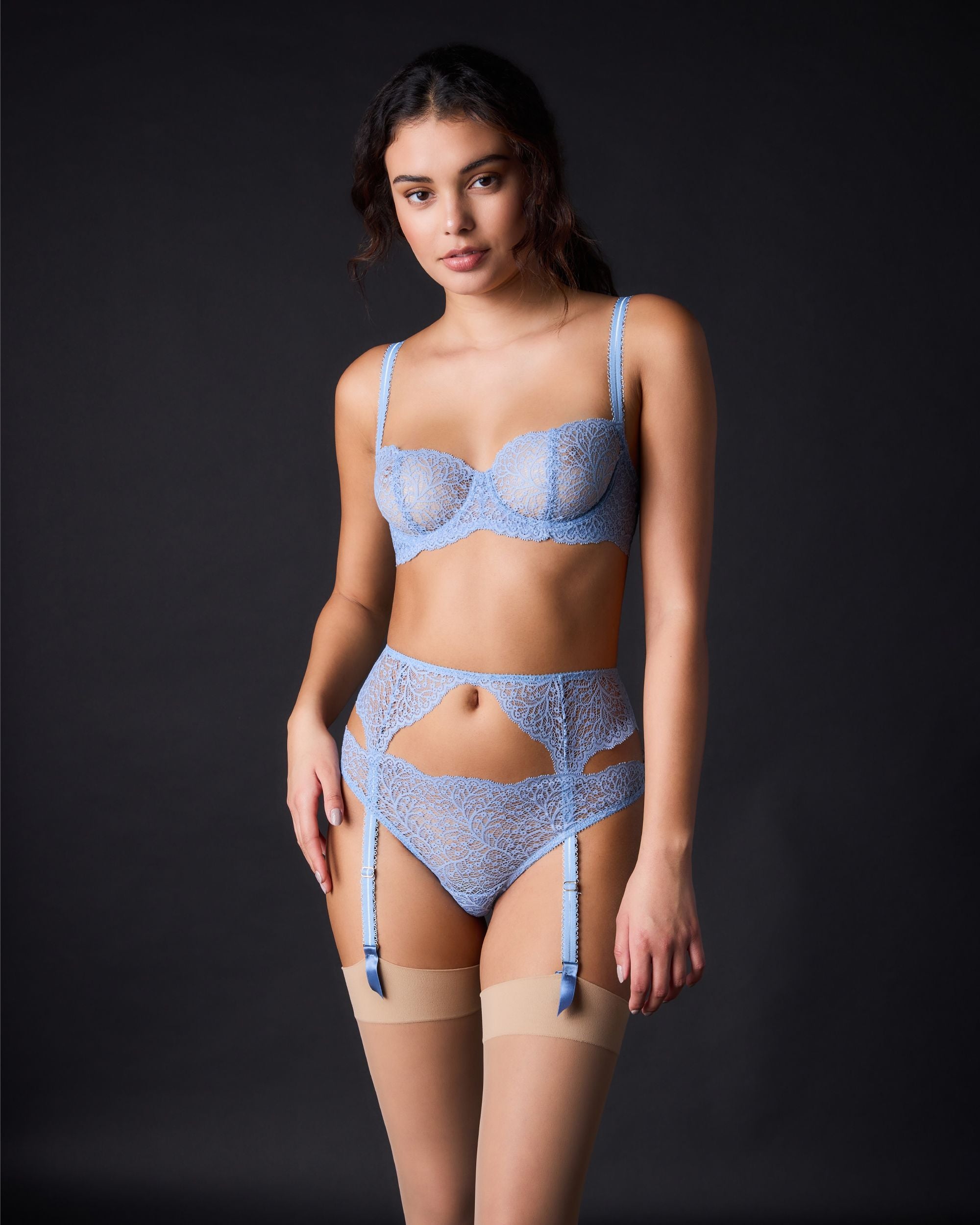 Journelle Allegra Suspender Belt in blue