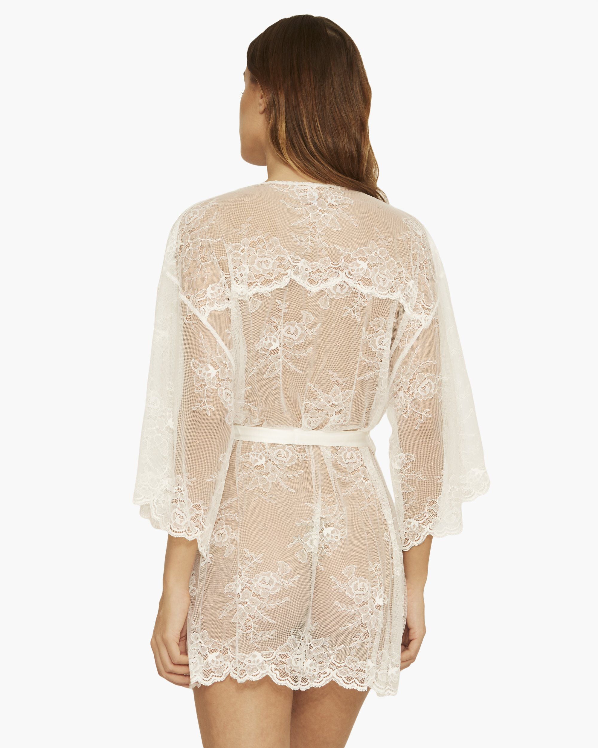 Eberjey Aurora Lace Robe in white