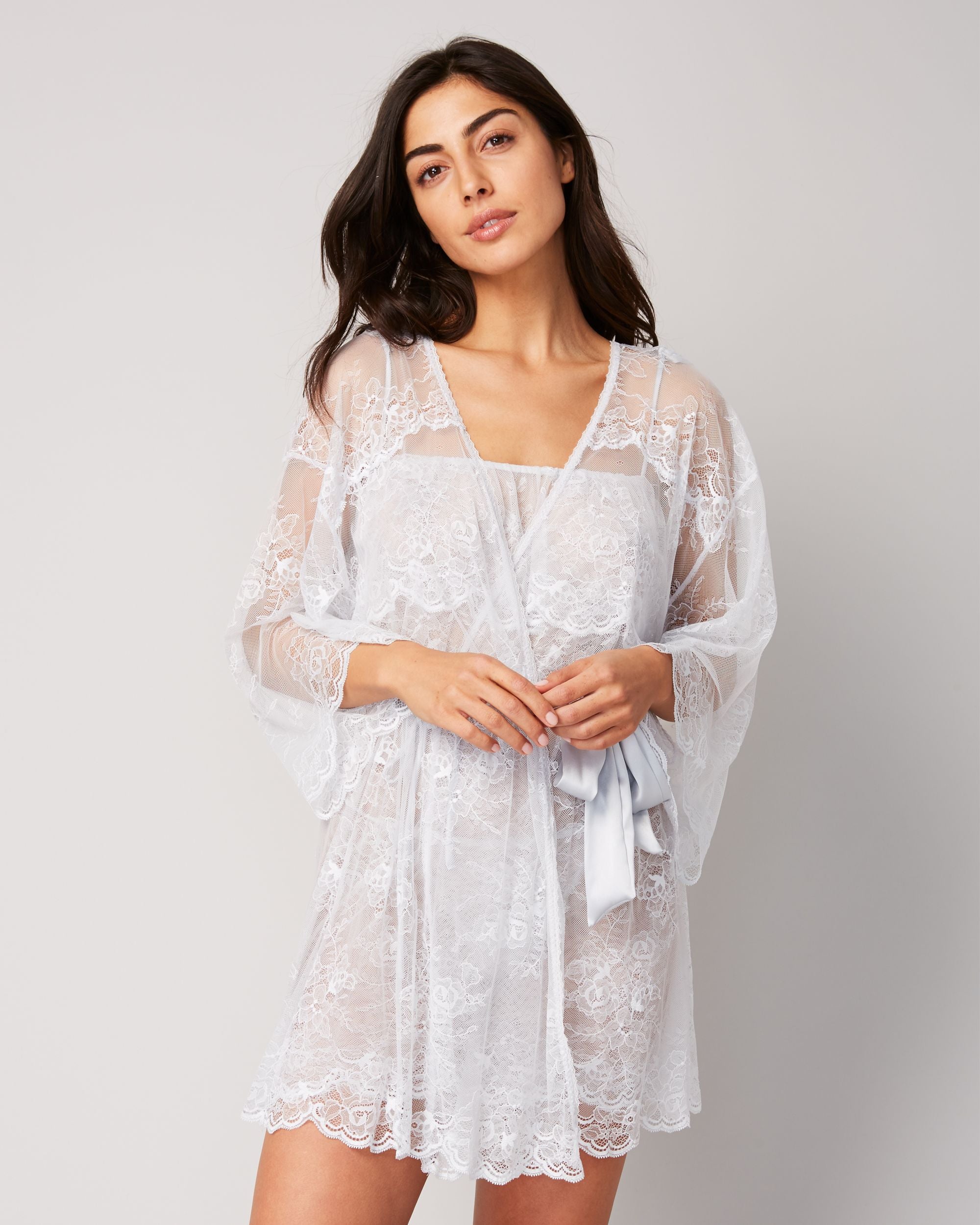 Eberjey Aurora Lace Robe in blue