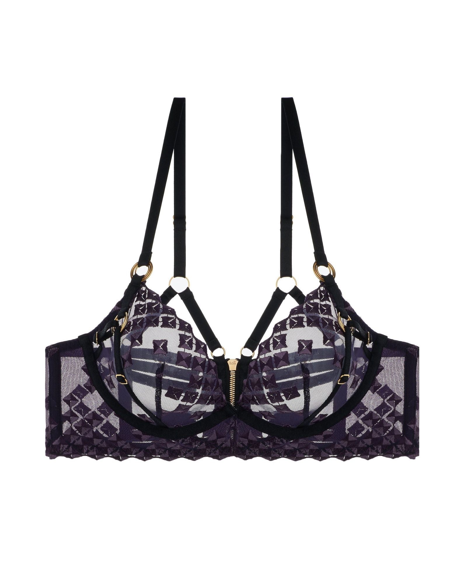 Bordelle Square Lace Darted Bodice Bra in purple