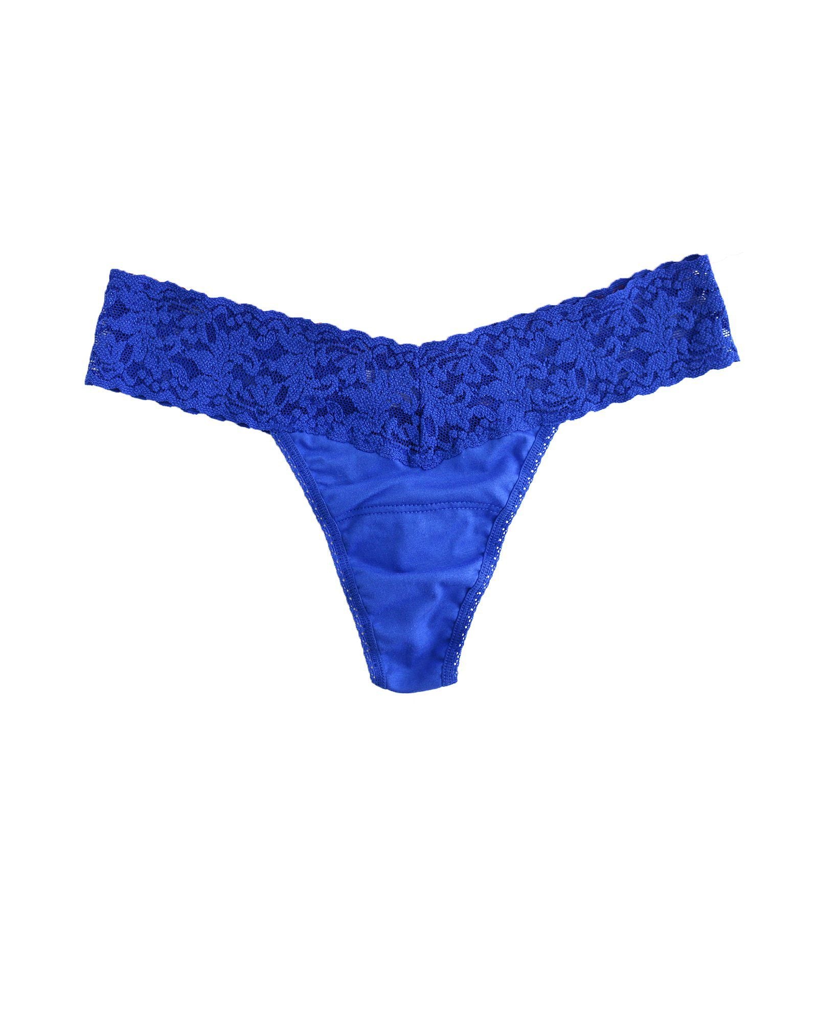 Hanky Panky Cotton Low Rise Thong in blue