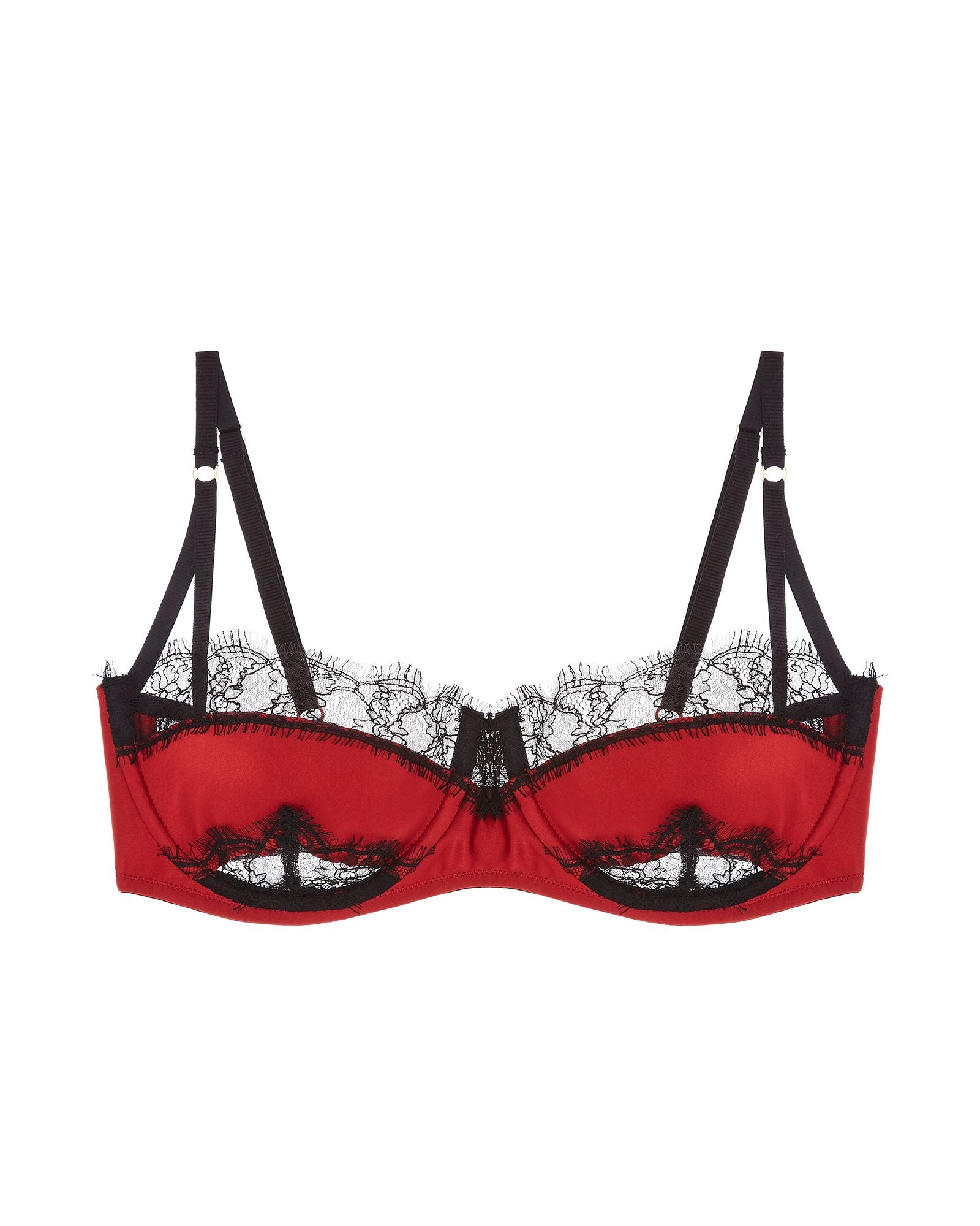 Kiki de Montparnasse Lace Inset Balconette Bra in red