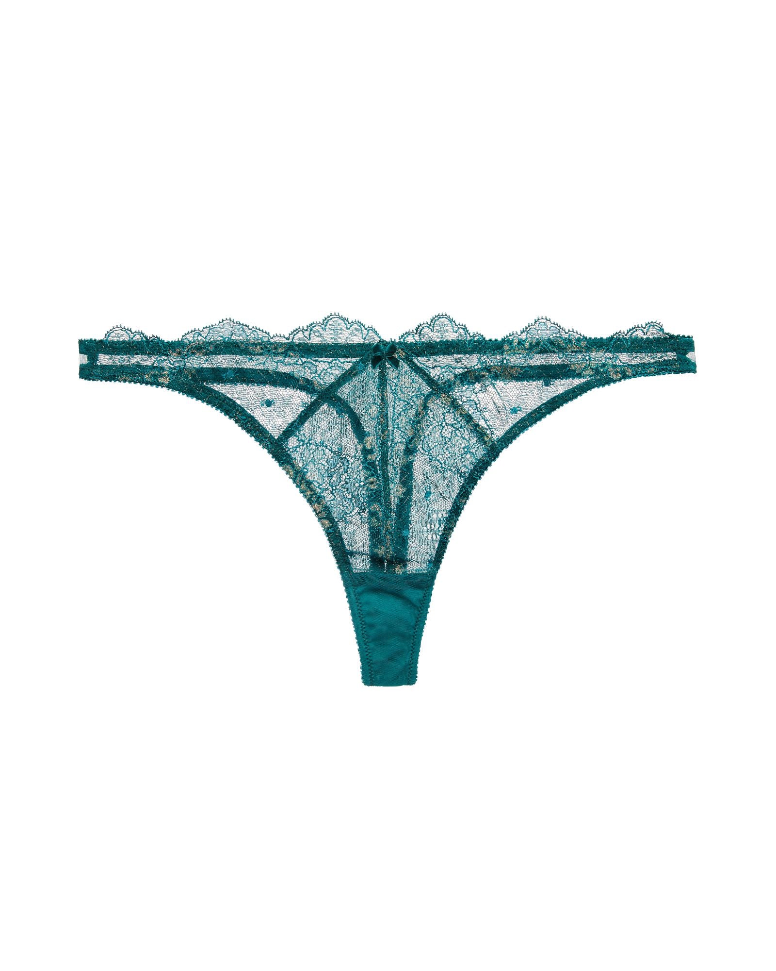 Dita Von Teese Lurex Lace G-String in green