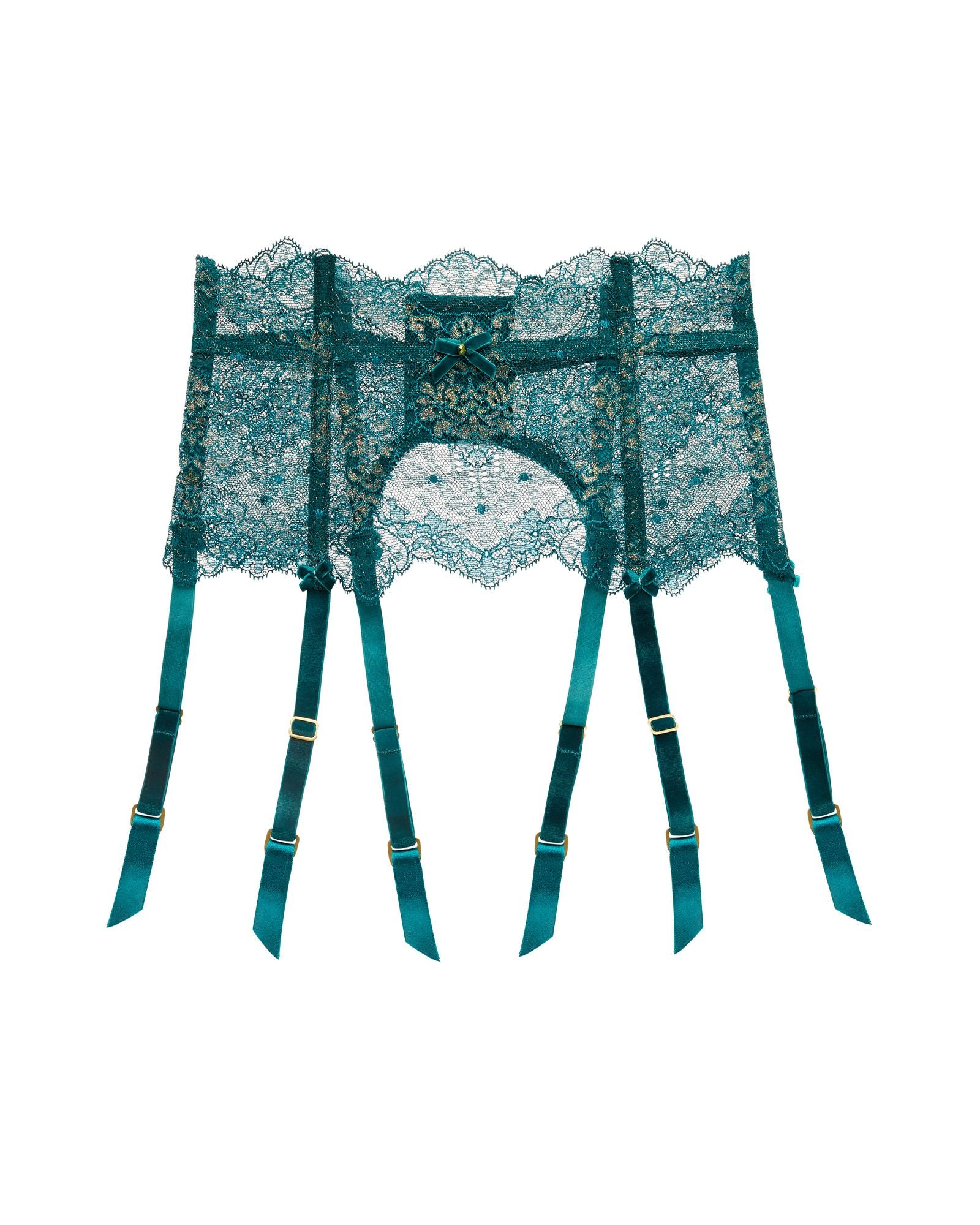 Dita Von Teese Lurex Lace Suspender in green