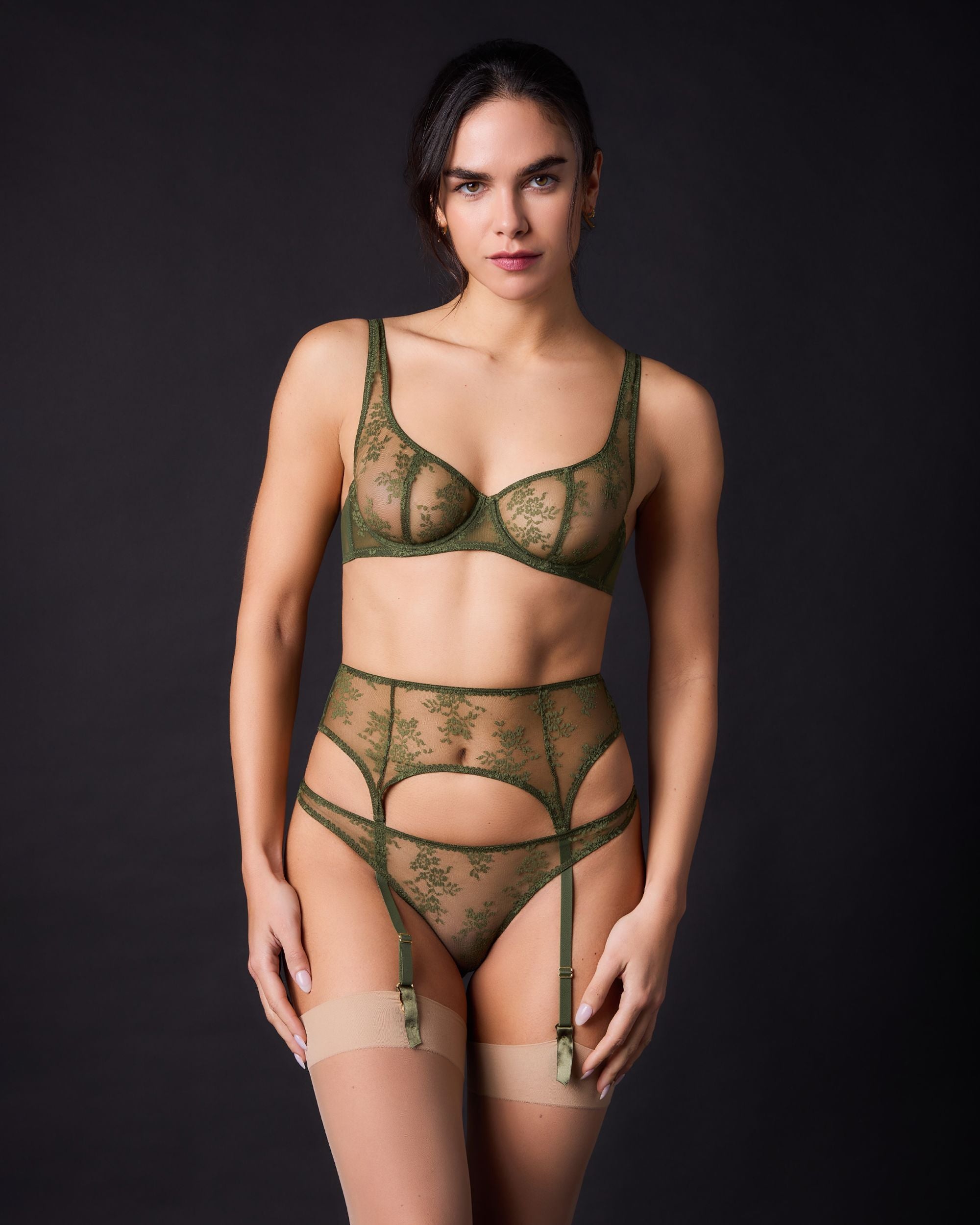 Journelle Romy Suspender Belt in green