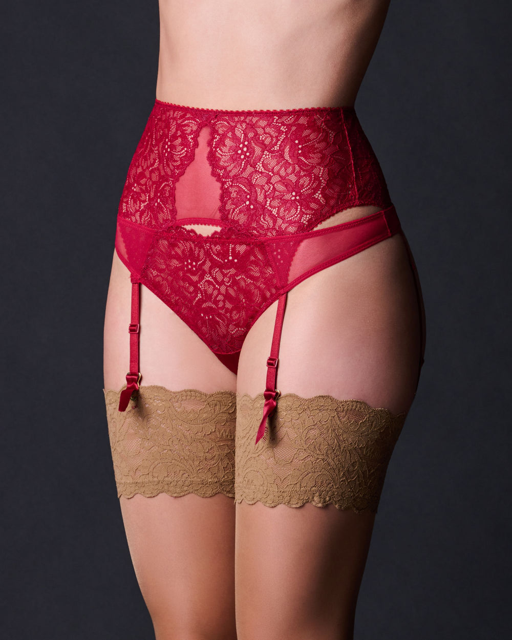 Journelle Lexi Suspender Belt in red