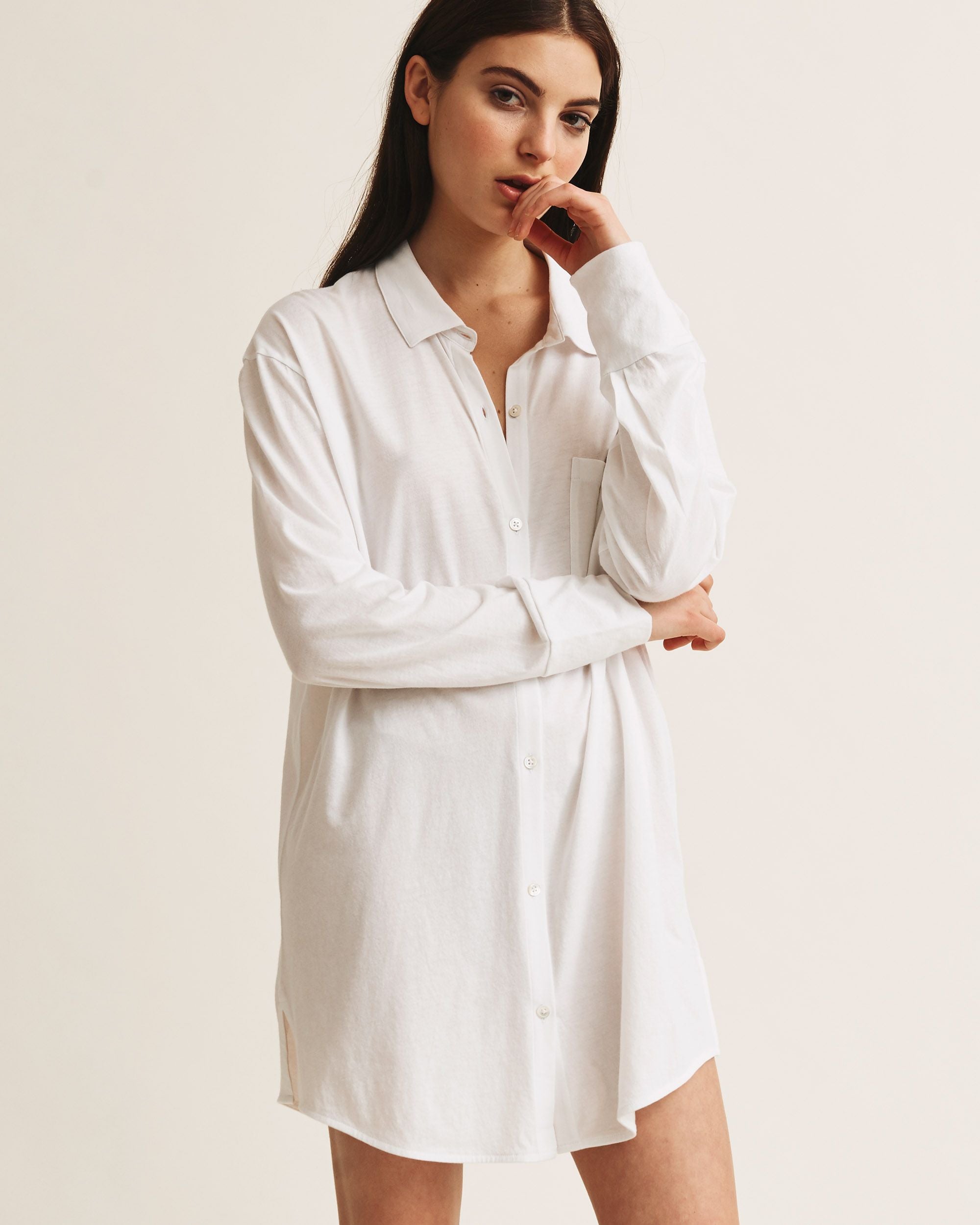 Skin Organic Cotton Jersey Kiana Sleep Shirt in white