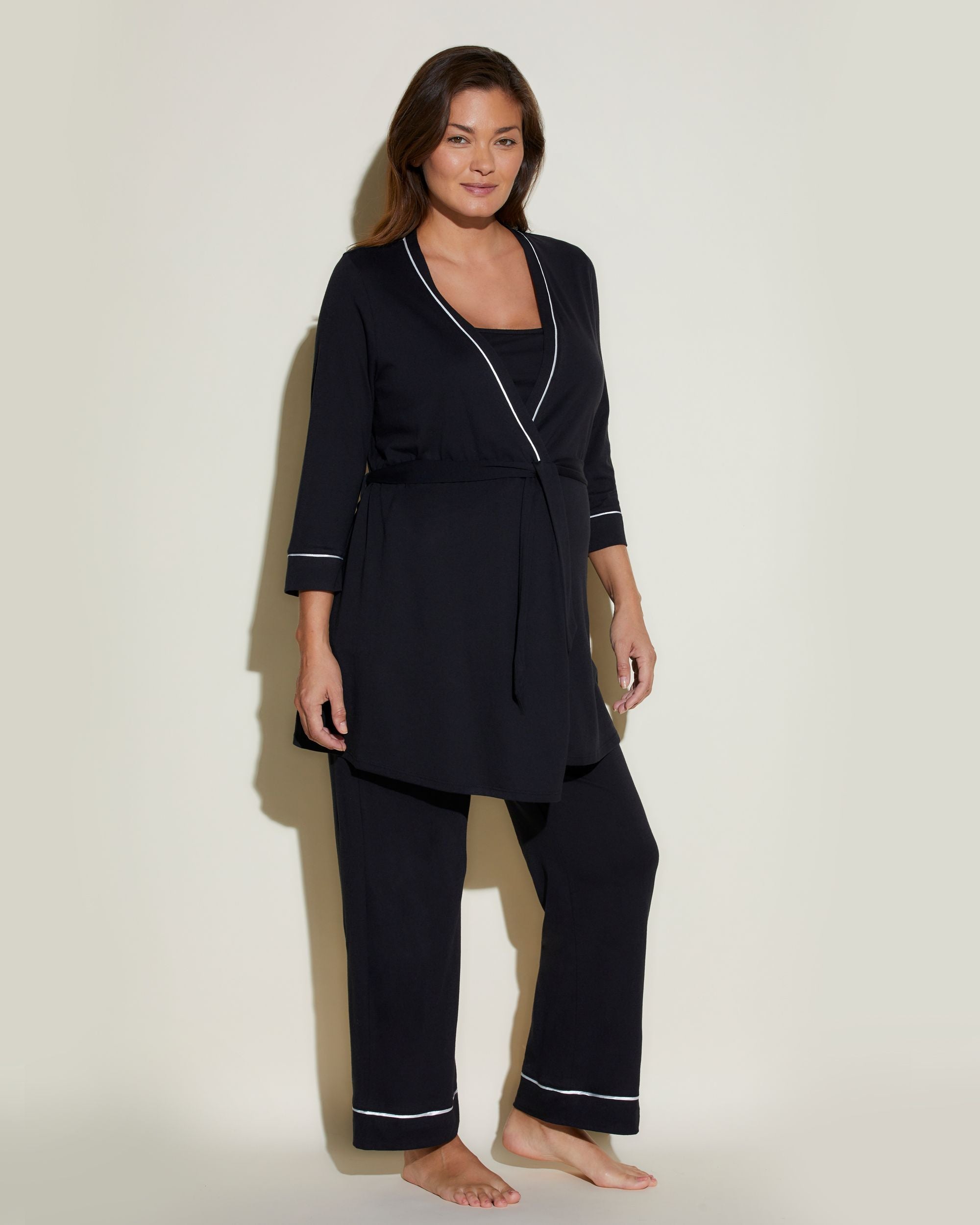 Cosabella Bella Maternity 3-Piece Pajama Set in black