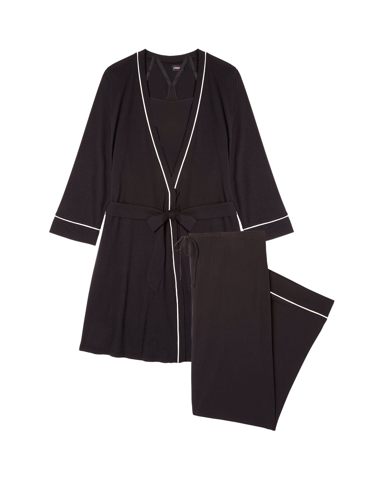Cosabella Bella Maternity 3-Piece Pajama Set in black