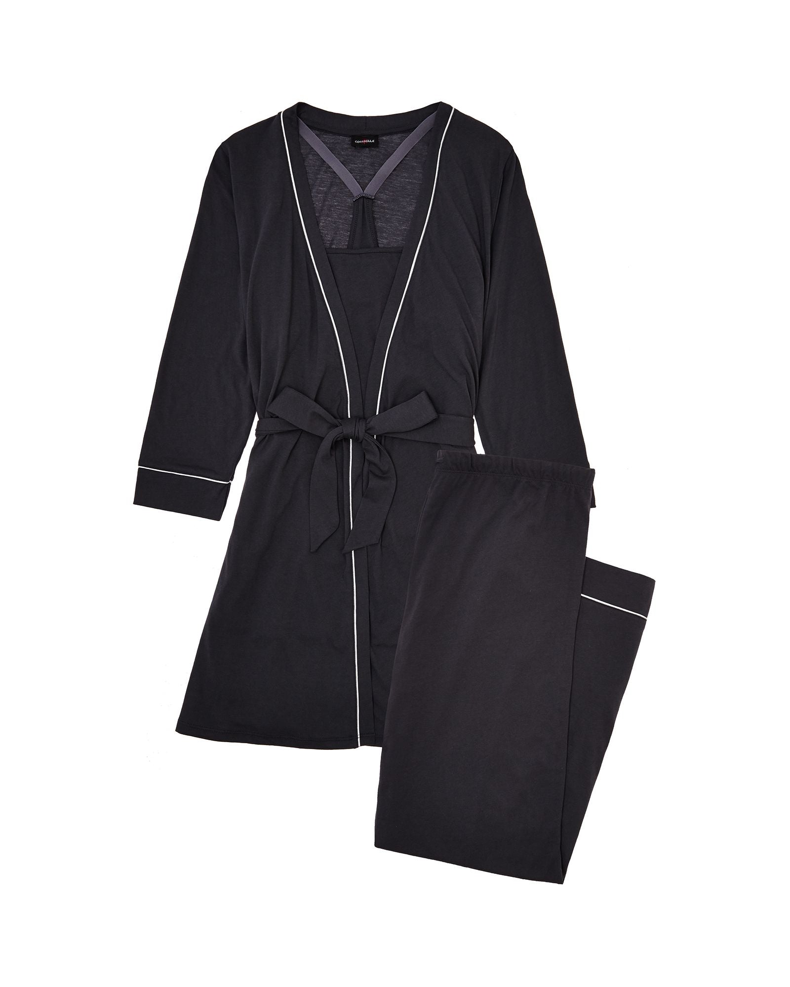 Cosabella Bella Maternity 3-Piece Pajama Set in gray