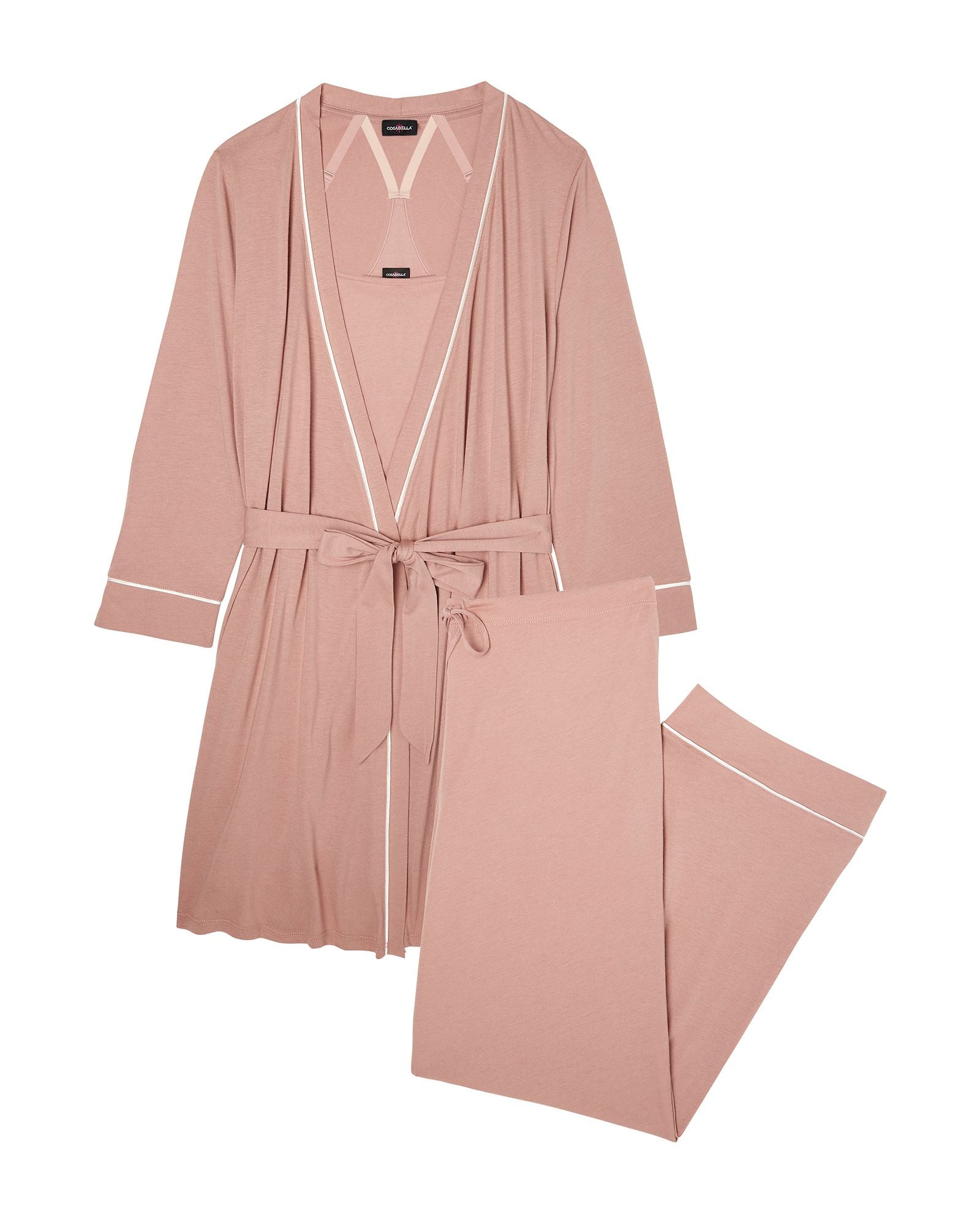 Cosabella Bella Maternity 3-Piece Pajama Set in pink