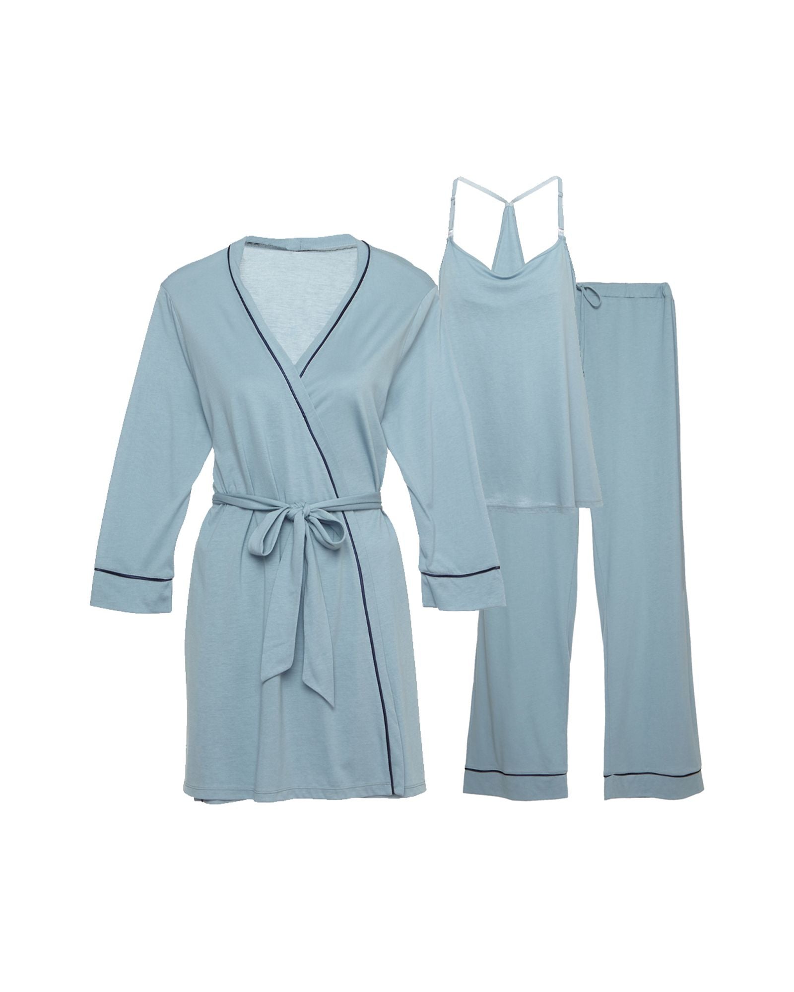 Cosabella Bella Maternity 3-Piece Pajama Set in blue
