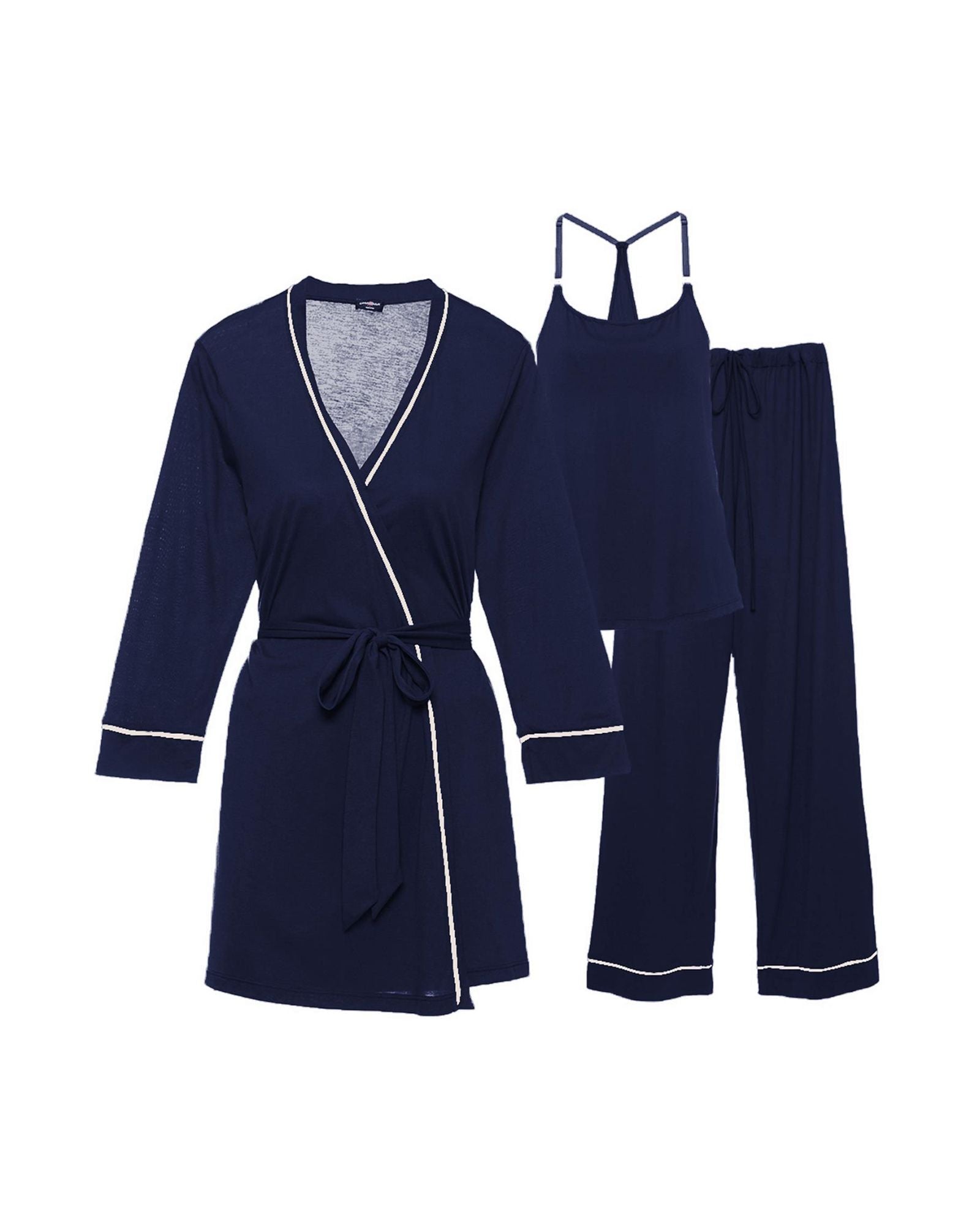 Cosabella Bella Maternity 3-Piece Pajama Set in blue