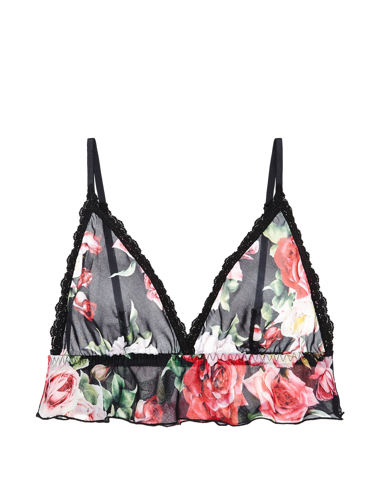 Hanky Panky Dolce Garden Ruffle Bralette in black