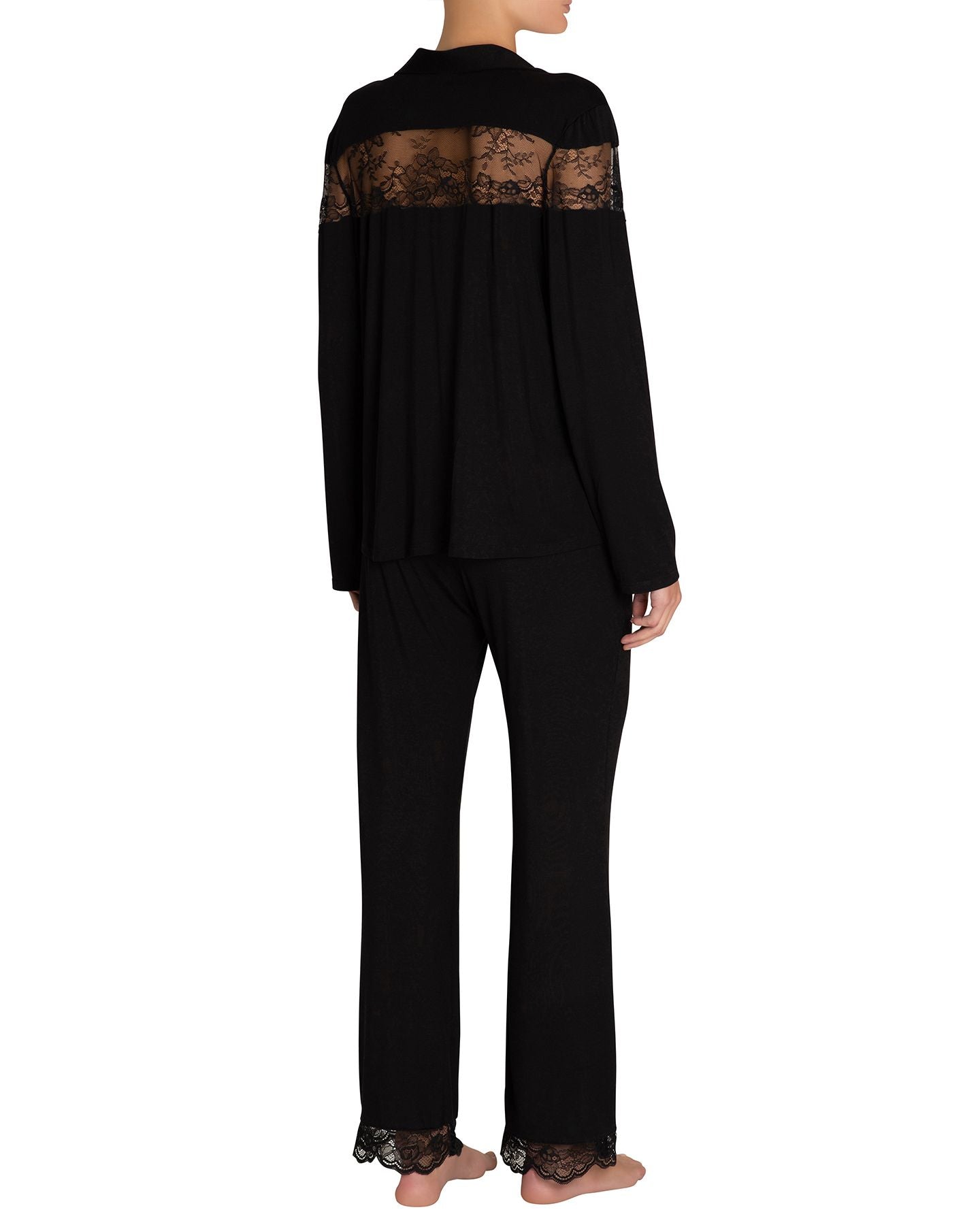 Eberjey Aurora Coquettish Long PJ Set in black