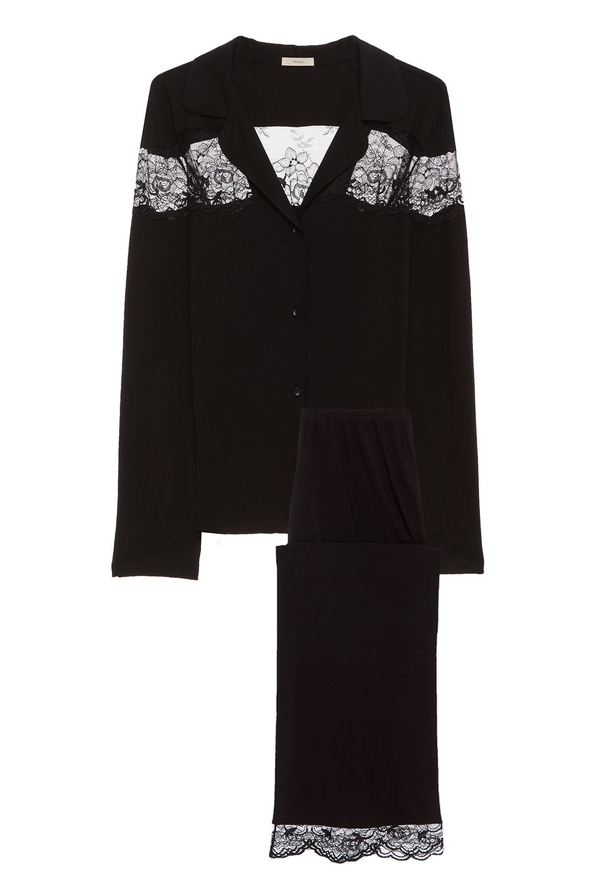 Eberjey Aurora Coquettish Long PJ Set in black