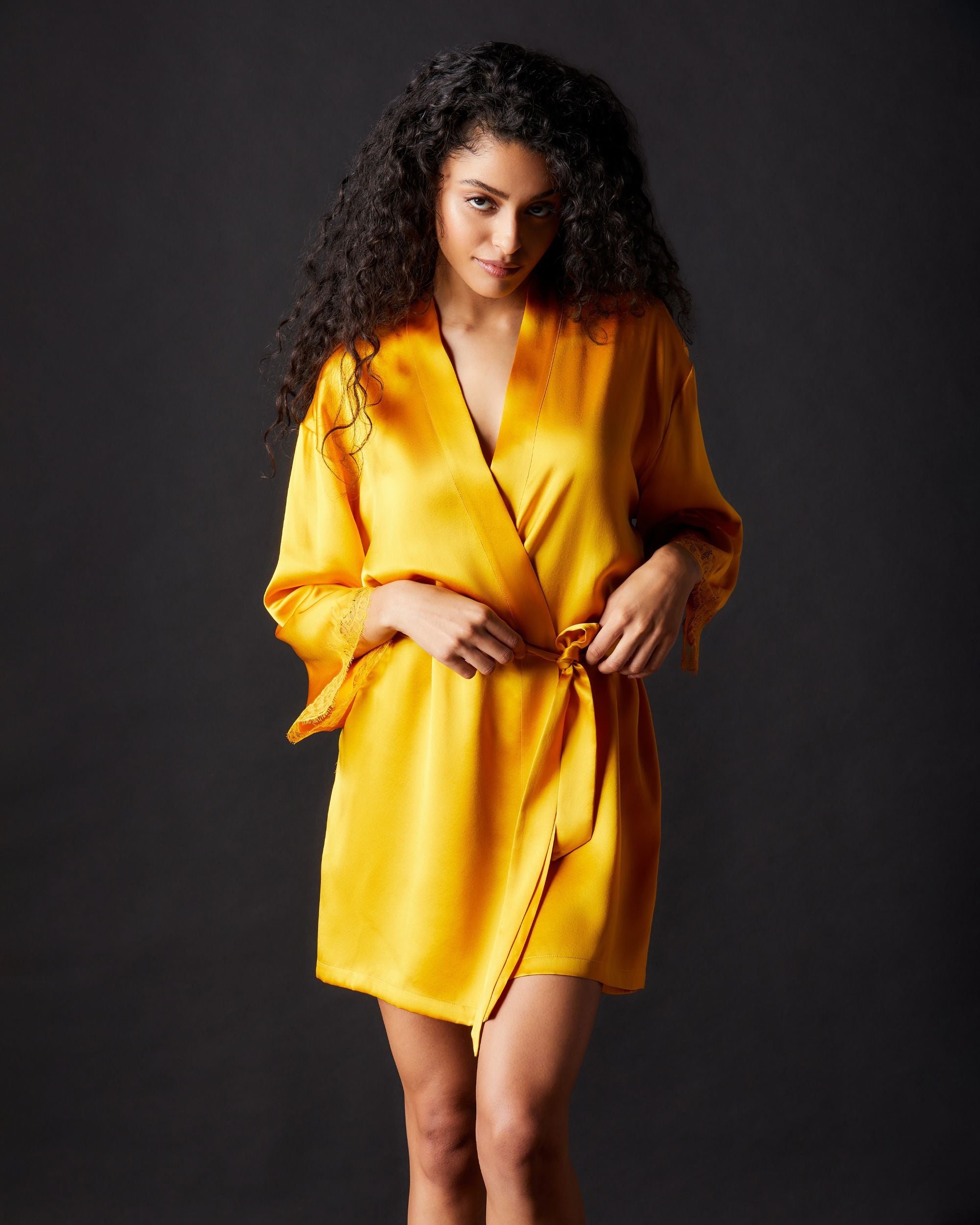 Journelle Charlotte Short Robe in yellow