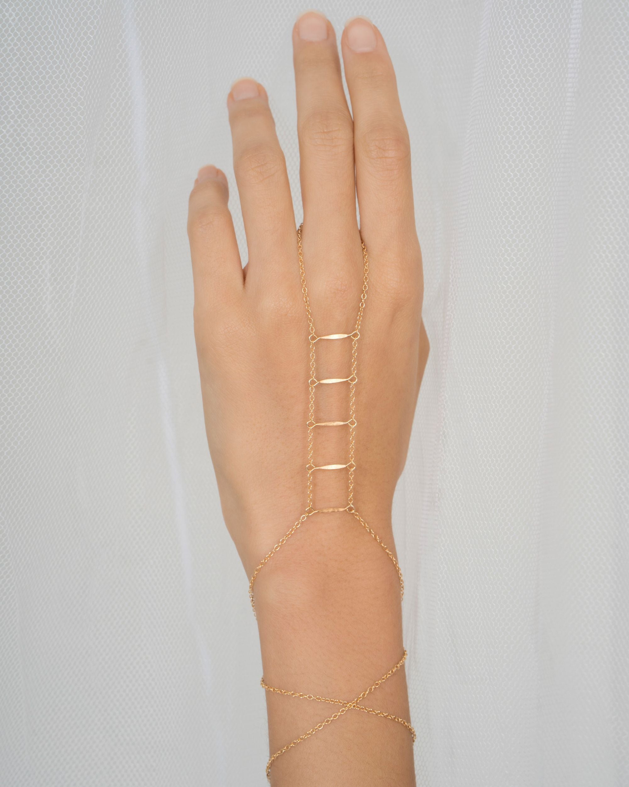 Goldish Gold Ladders to Bliss Handchain/Necklace in metallics