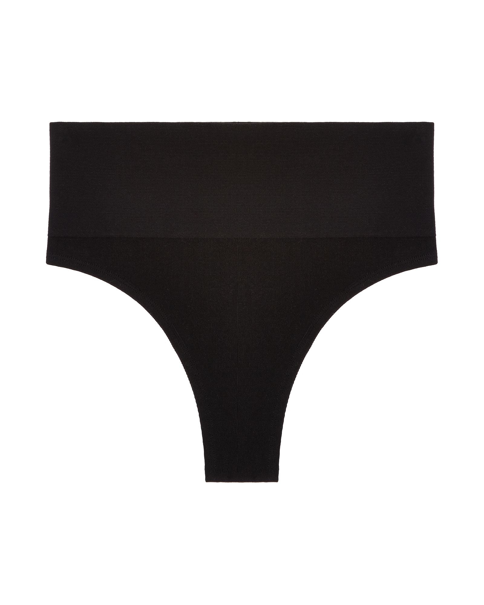 Skin Seamless Organic Cotton Blend Tummy Toner Thong in black