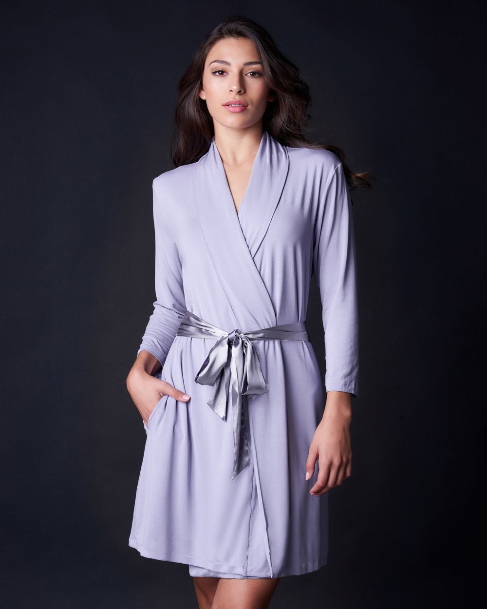 Fleur't Robe with Silk Ties in purple